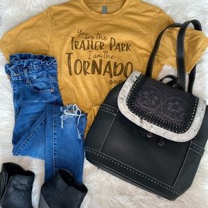 Black Genuine Leather Backpack/Purse